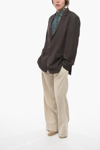 MM1 Flax Blend Oversized Blazer with Notch Lapel