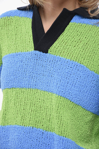 Two-Tone Crochet Top with Polo Collar