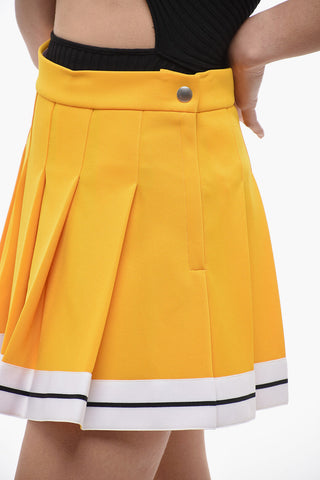 Pleated Miniskirt with Striped Detail
