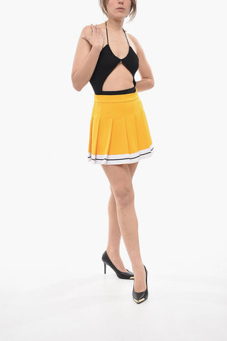 Pleated Miniskirt with Striped Detail