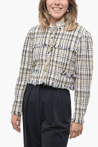 ETOILE Tweed Cropped NAMEO Blazer with Fringed Details
