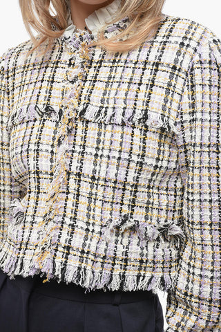 ETOILE Tweed Cropped NAMEO Blazer with Fringed Details