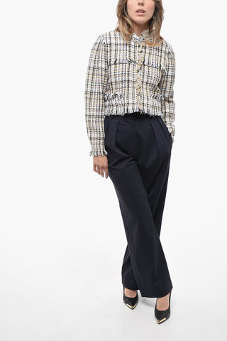 ETOILE Tweed Cropped NAMEO Blazer with Fringed Details