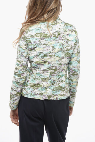Ruched Fabric Blazer with Abstract Patterned 