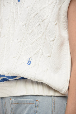 Maglia a Trecce senza Manica con Scollo a V