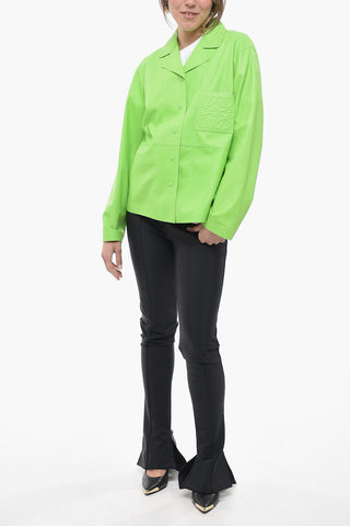 Camicia in Pelle con Logo in Rilievo