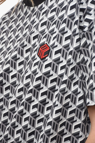 Crew Neck Cotton T-Shirt with Monogram Motif