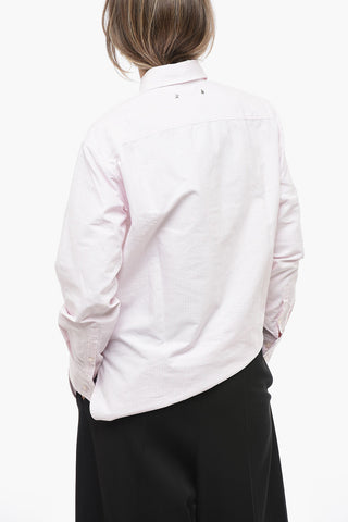 Awning Stripe Cotton Shirt with Brooches