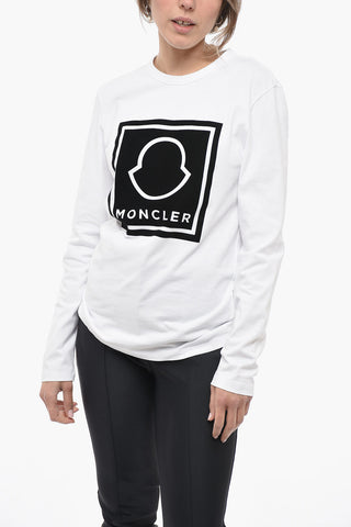 Crew Neck Cotton T-Shirt with Flocked Logo