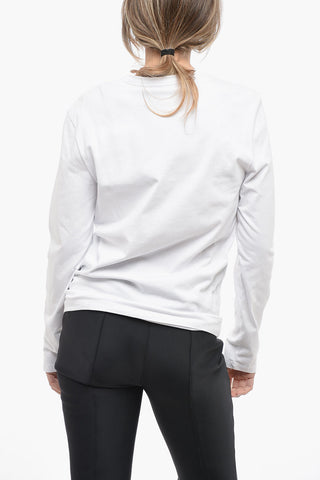 Crew Neck Cotton T-Shirt with Flocked Logo