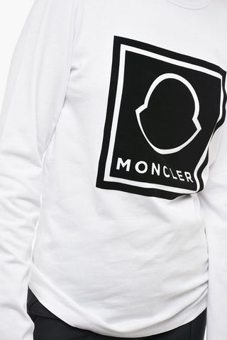 Crew Neck Cotton T-Shirt with Flocked Logo