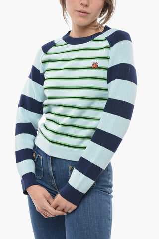 Maglia Girocollo in Misto Lana a Righe Balanced