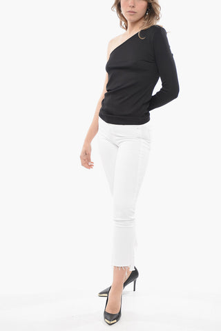 Ribbed Fabric One-Shoulder Top