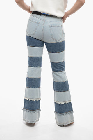 Patchwork Jeans with Patch Pockets 28cm
