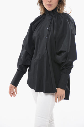 Cotton Popeline PAINTER Maxi Blouse with Bat-wing Sleeves