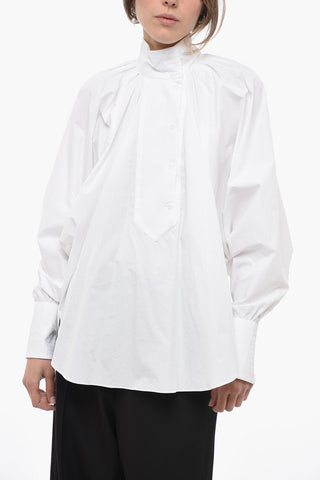 Cotton Poplin PAINTER Maxi Blouse with Bat-wing Sleeves 