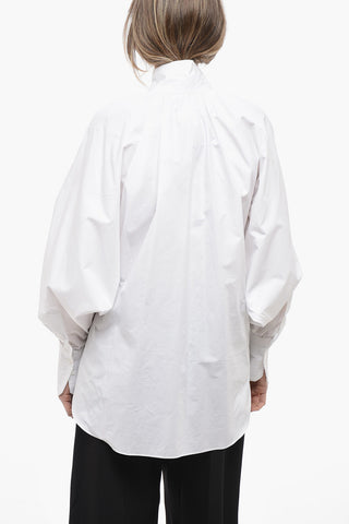 Cotton Poplin PAINTER Maxi Blouse with Bat-wing Sleeves 
