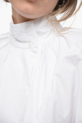 Cotton Poplin PAINTER Maxi Blouse with Bat-wing Sleeves 