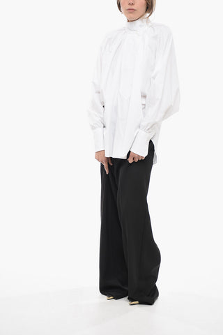 Cotton Poplin PAINTER Maxi Blouse with Bat-wing Sleeves 