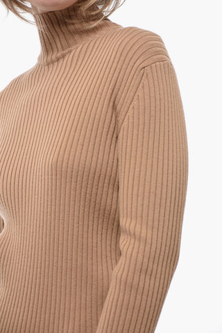 Turtleneck Ribbed Cashmere Blend Sweater