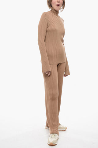 Turtleneck Ribbed Cashmere Blend Sweater