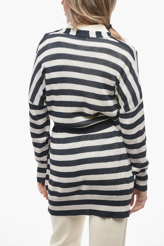 Awning Stripe Cotton Cardigan with Sequines