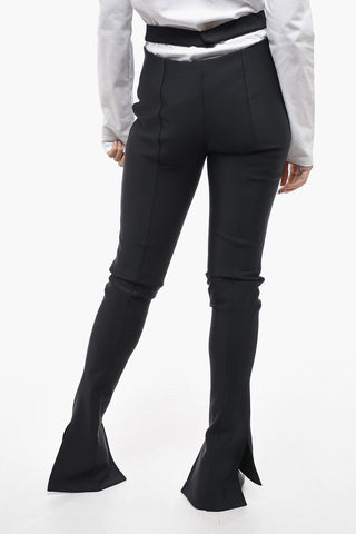 Elasticized Flared Pants with Cut-Out Detail