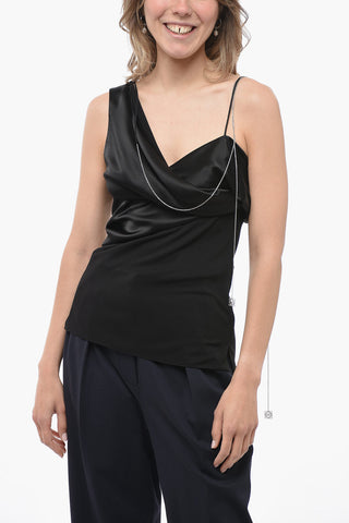 Asymmetric Draped Top With Metal Detail