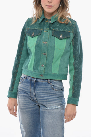 Patchwork Effect Denim Jacket with Double Breast Pocket