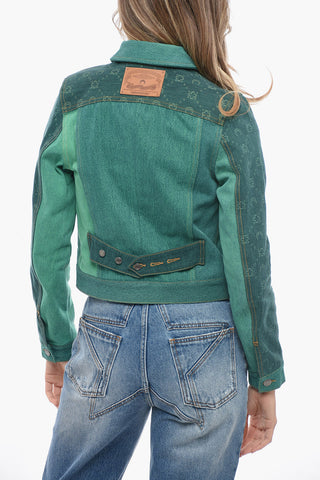 Patchwork Effect Denim Jacket with Double Breast Pocket