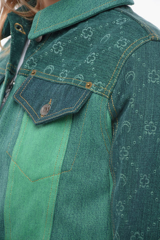 Patchwork Effect Denim Jacket with Double Breast Pocket