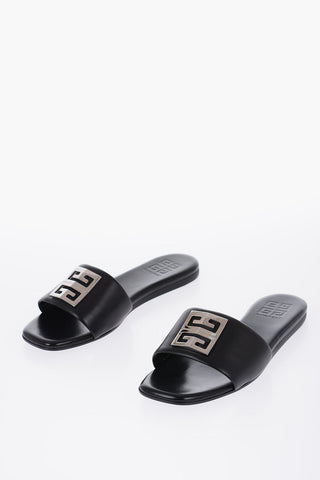 Leather 4G Slides With Statement Logo
