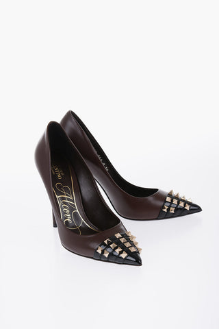 ROCKSTUD Leather Studded Pumps Heel 12 cm