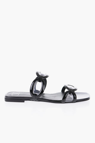 Slides In Pelle Con Dettagli Clear