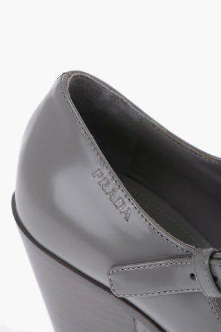 Pointed Brushed Leather Maryjanes Heel 9 cm