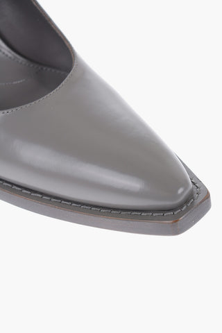 Pointed Brushed Leather Maryjanes Heel 9 cm