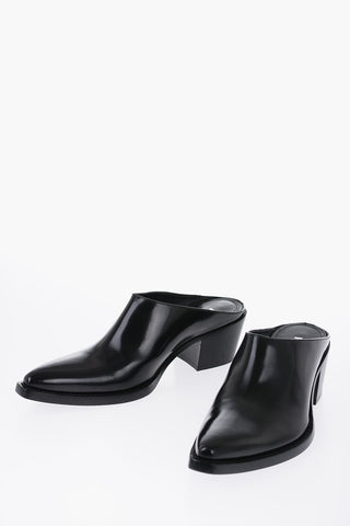Pointed Leather Mules Heel 6 cm