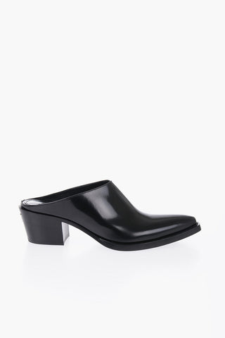 Pointed Leather Mules Heel 6 cm