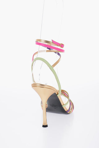 Leather Sandals With Strap Heel 11 cm