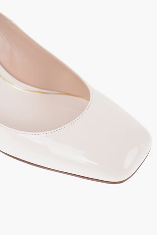 Square Toe Patent Leather Pumps With Straps Heel 6 cm