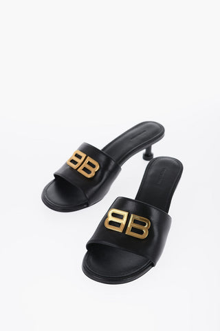 Open Toe GROUPIE Mules With Statement Logo With Heel 5 cm