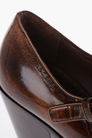 Pointed Brushed Leather Maryjanes Heel 9 cm