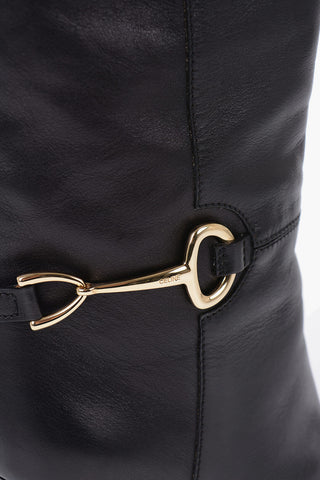 Knee-high Leather Boots with Metal Clamp