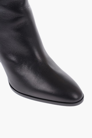 Knee-high Leather Boots with Metal Clamp