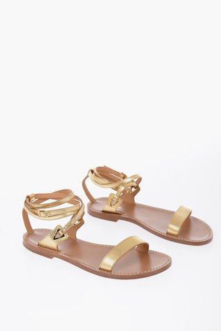Sandali In Pelle Metallizzato Con Cinturino