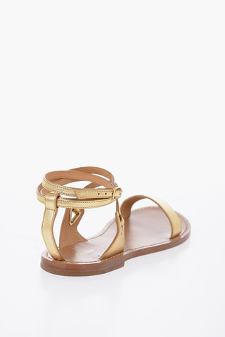 Sandali In Pelle Metallizzato Con Cinturino