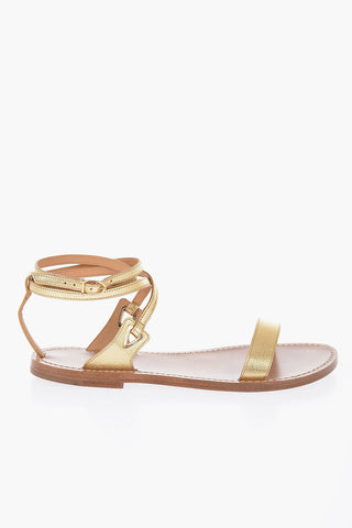 Sandali In Pelle Metallizzato Con Cinturino