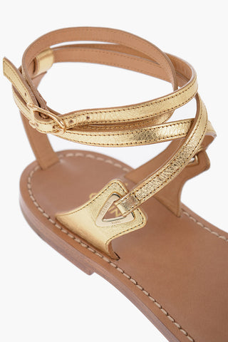 Sandali In Pelle Metallizzato Con Cinturino