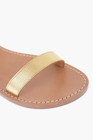 Sandali In Pelle Metallizzato Con Cinturino