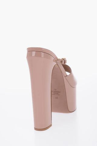 Sabot Open Toe In Vernice Con Cinturino Tacco 16 cm